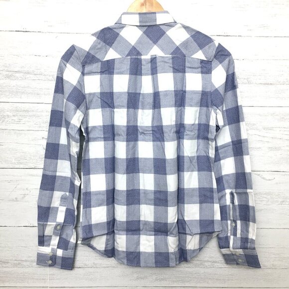 New UNTUCKit Women's Blue Plaid Shirt Volnay Button Up Long Sleeves size 2 - Picture 2 of 7